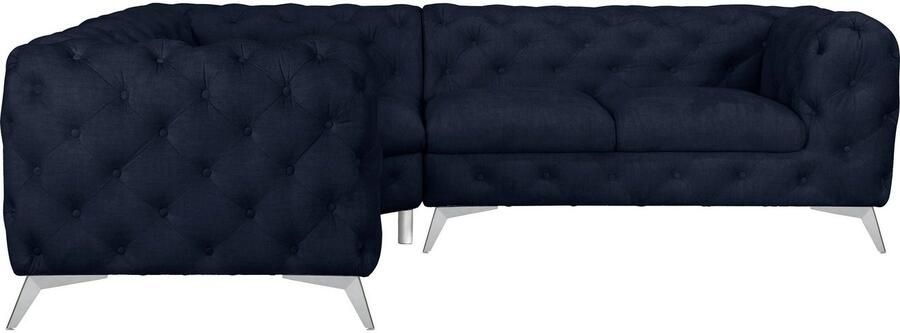 Leonique Chesterfield-bank Glynis L-vorm luxueuze capitonnage moderne chesterfield look kleur van de poten ter keuze - Foto 6