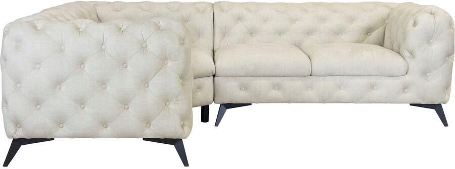 Leonique Chesterfield-bank Glynis L-vorm luxueuze capitonnage moderne chesterfield look kleur van de poten ter keuze - Foto 9