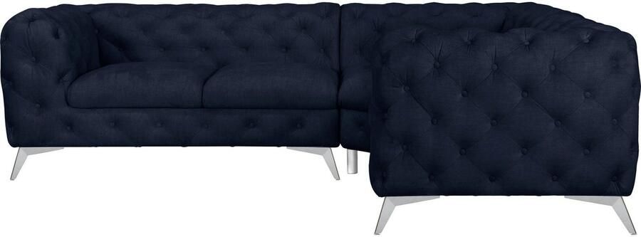 Leonique Chesterfield-bank Glynis L-vorm luxueuze capitonnage moderne chesterfield look kleur van de poten ter keuze - Foto 7