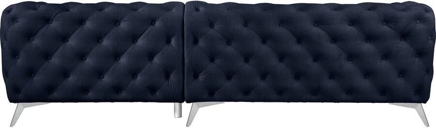 Home affaire Chesterfield-bank Hoekbank GLYNIS L-vorm met golfvering afmetingen B D H 264 264 75cm luxueuze capitonnage moderne chesterfield look kleur van de poten ter keuze - Foto 7