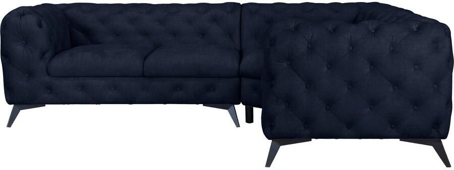 Leonique Chesterfield-bank Glynis L-vorm luxueuze capitonnage moderne chesterfield look kleur van de poten ter keuze - Foto 8