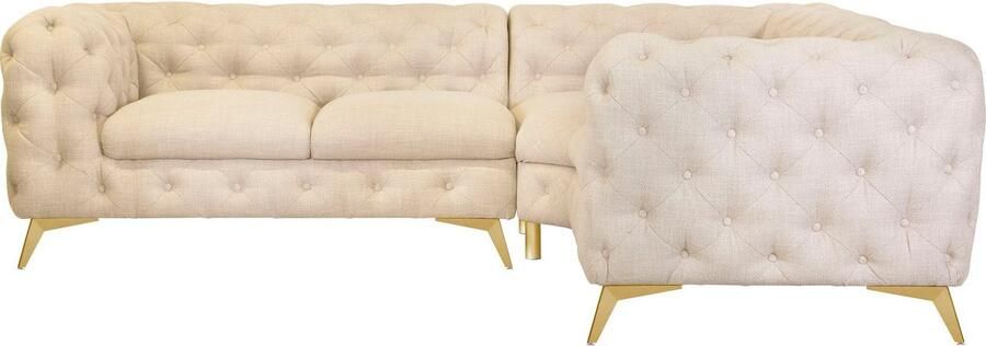 Leonique Chesterfield-bank Glynis L-vorm luxueuze capitonnage moderne chesterfield look kleur van de poten ter keuze - Foto 10