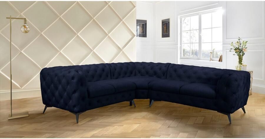 Leonique Chesterfield-bank Glynis L-vorm luxueuze capitonnage moderne chesterfield look kleur van de poten ter keuze - Foto 3