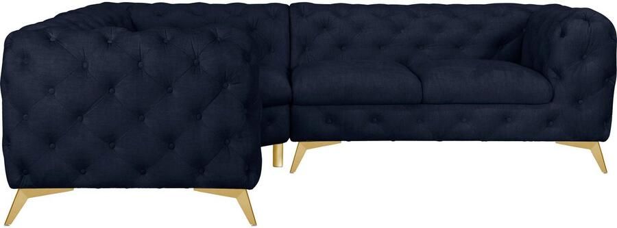 Leonique Chesterfield-bank Glynis L-vorm luxueuze capitonnage moderne chesterfield look kleur van de poten ter keuze - Foto 6