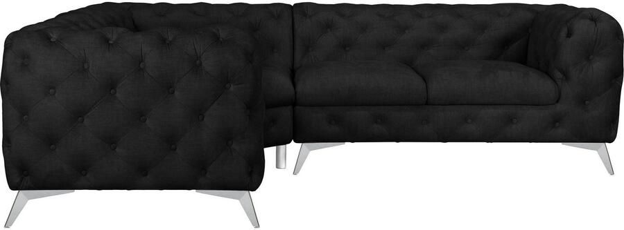 Leonique Chesterfield-bank Glynis L-vorm luxueuze capitonnage moderne chesterfield look kleur van de poten ter keuze - Foto 7