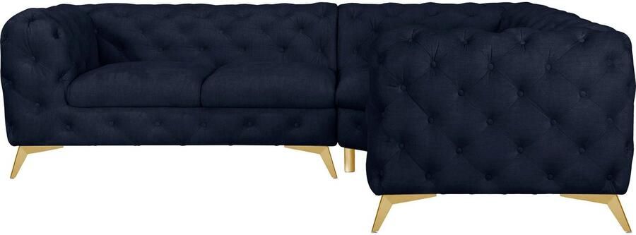 Leonique Chesterfield-bank Glynis L-vorm luxueuze capitonnage moderne chesterfield look kleur van de poten ter keuze - Foto 7