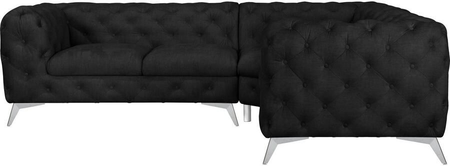 Leonique Chesterfield-bank Glynis L-vorm luxueuze capitonnage moderne chesterfield look kleur van de poten ter keuze - Foto 8