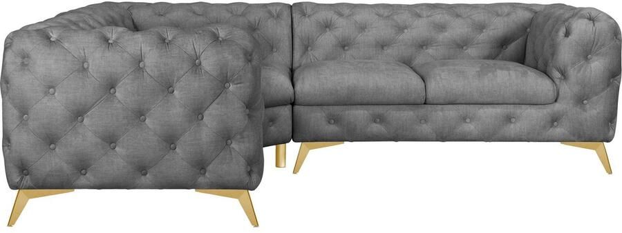 Leonique Chesterfield-bank Glynis L-vorm luxueuze capitonnage moderne chesterfield look kleur van de poten ter keuze - Foto 8