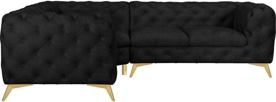 Leonique Chesterfield-bank Glynis L-vorm luxueuze capitonnage moderne chesterfield look kleur van de poten ter keuze - Foto 6