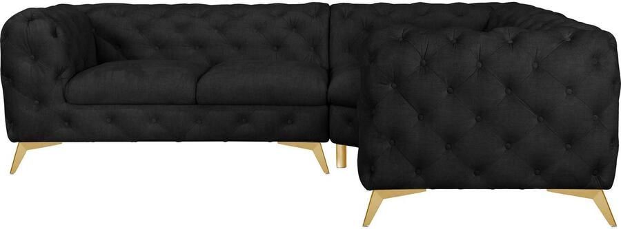 Leonique Chesterfield-bank Glynis L-vorm luxueuze capitonnage moderne chesterfield look kleur van de poten ter keuze - Foto 7