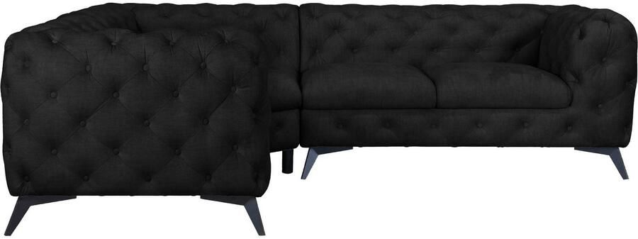 Leonique Chesterfield-bank Glynis L-vorm luxueuze capitonnage moderne chesterfield look kleur van de poten ter keuze - Foto 8