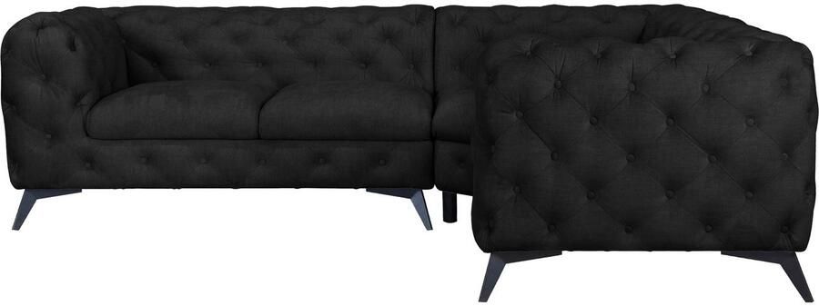 Leonique Chesterfield-bank Glynis L-vorm luxueuze capitonnage moderne chesterfield look kleur van de poten ter keuze - Foto 9