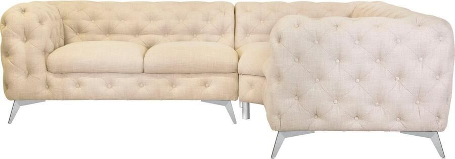 Leonique Chesterfield-bank Glynis L-vorm luxueuze capitonnage moderne chesterfield look kleur van de poten ter keuze - Foto 10