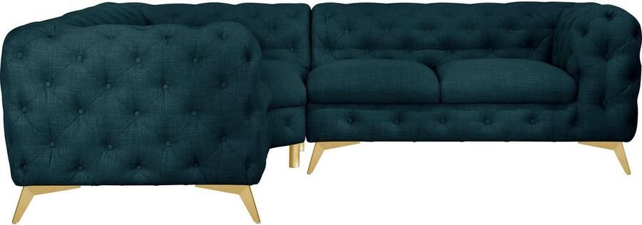 Leonique Chesterfield-bank Glynis L-vorm luxueuze capitonnage moderne chesterfield look kleur van de poten ter keuze - Foto 7