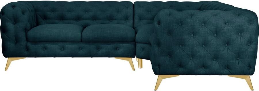 Leonique Chesterfield-bank Glynis L-vorm luxueuze capitonnage moderne chesterfield look kleur van de poten ter keuze - Foto 8