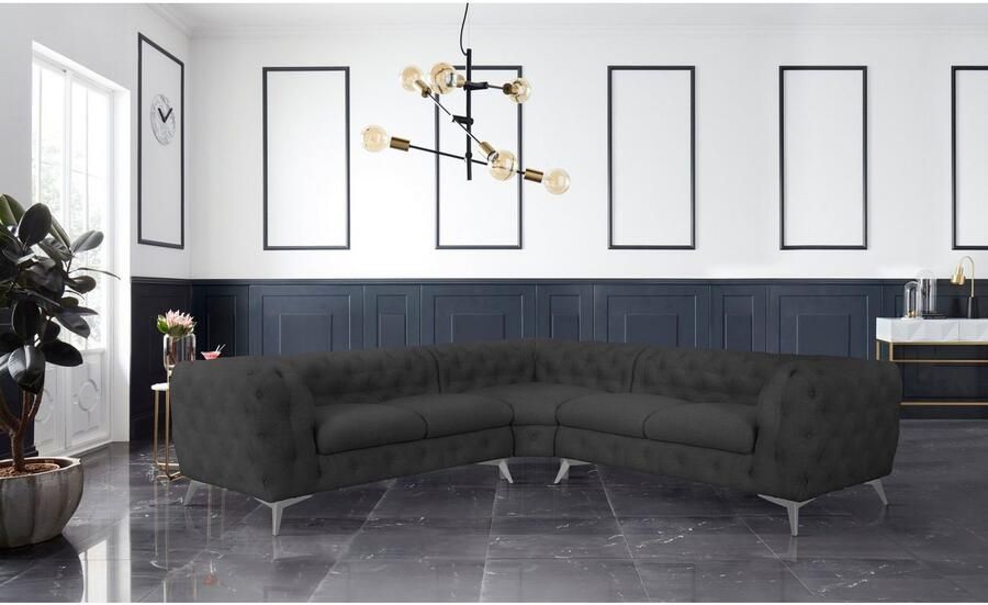 Home affaire Chesterfield-bank Hoekbank GLYNIS L-vorm met golfvering afmetingen B D H 264 264 75cm luxueuze capitonnage moderne chesterfield look kleur van de poten ter keuze - Foto 3