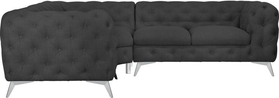 Leonique Chesterfield-bank Glynis L-vorm luxueuze capitonnage moderne chesterfield look kleur van de poten ter keuze - Foto 7