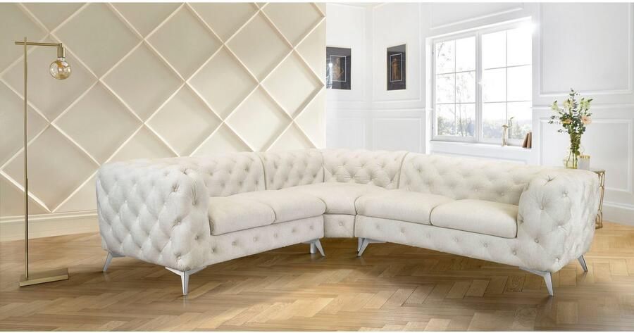 Leonique Chesterfield-bank Glynis L-vorm luxueuze capitonnage moderne chesterfield look kleur van de poten ter keuze - Foto 5