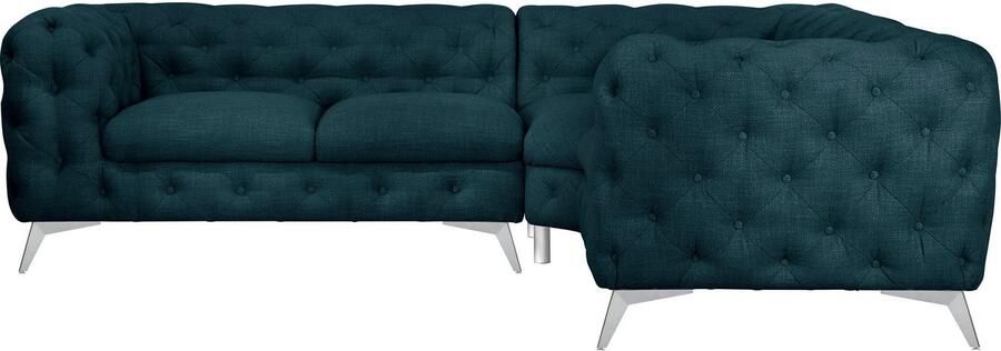 Leonique Chesterfield-bank Glynis L-vorm luxueuze capitonnage moderne chesterfield look kleur van de poten ter keuze - Foto 8