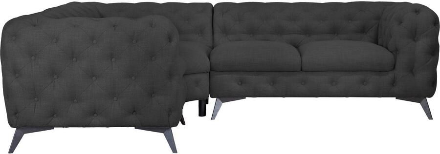 Leonique Chesterfield-bank Glynis L-vorm luxueuze capitonnage moderne chesterfield look kleur van de poten ter keuze - Foto 7