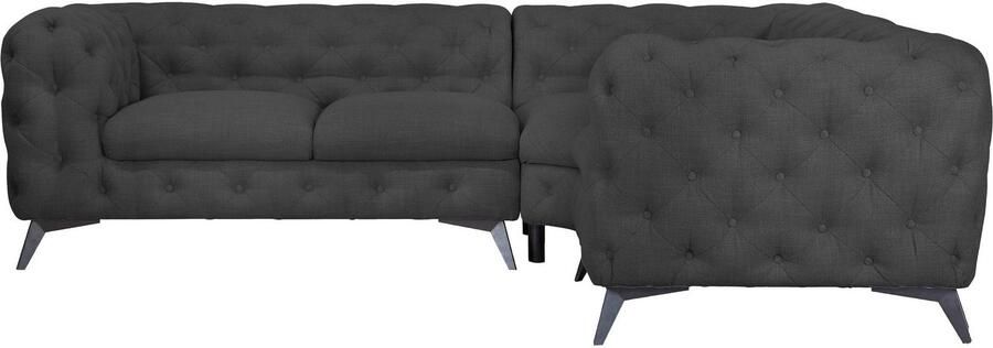 Leonique Chesterfield-bank Glynis L-vorm luxueuze capitonnage moderne chesterfield look kleur van de poten ter keuze - Foto 8