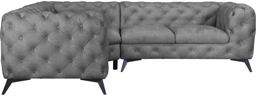 Leonique Chesterfield-bank Glynis L-vorm luxueuze capitonnage moderne chesterfield look kleur van de poten ter keuze - Foto 9