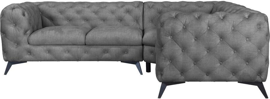 Leonique Chesterfield-bank Glynis L-vorm luxueuze capitonnage moderne chesterfield look kleur van de poten ter keuze - Foto 10