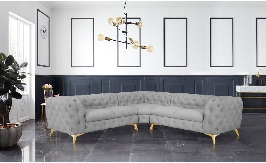 Leonique Chesterfield-bank Glynis L-vorm luxueuze capitonnage moderne chesterfield look kleur van de poten ter keuze - Foto 2