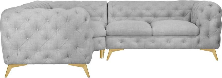 Leonique Chesterfield-bank Glynis L-vorm luxueuze capitonnage moderne chesterfield look kleur van de poten ter keuze - Foto 9