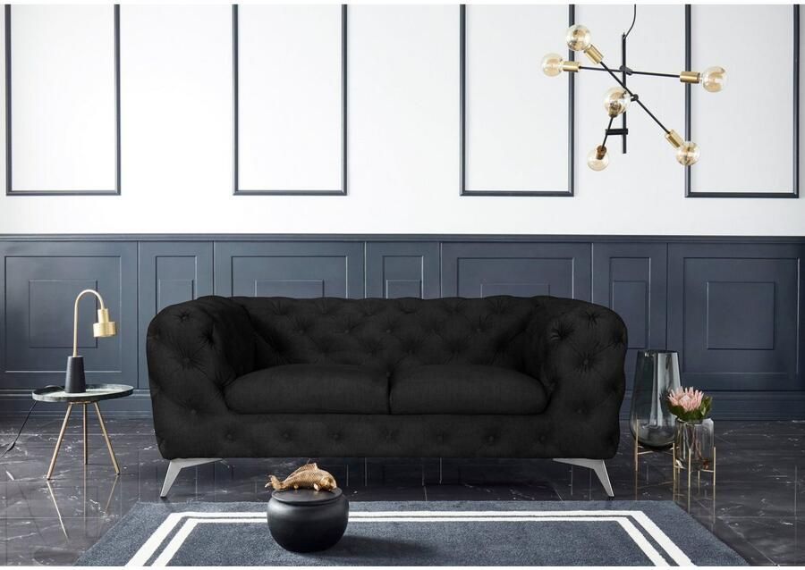 Home affaire Chesterfield-bank Glynis luxueuze capitonnage moderne chesterfield look kleur van de poten ter keuze - Foto 5