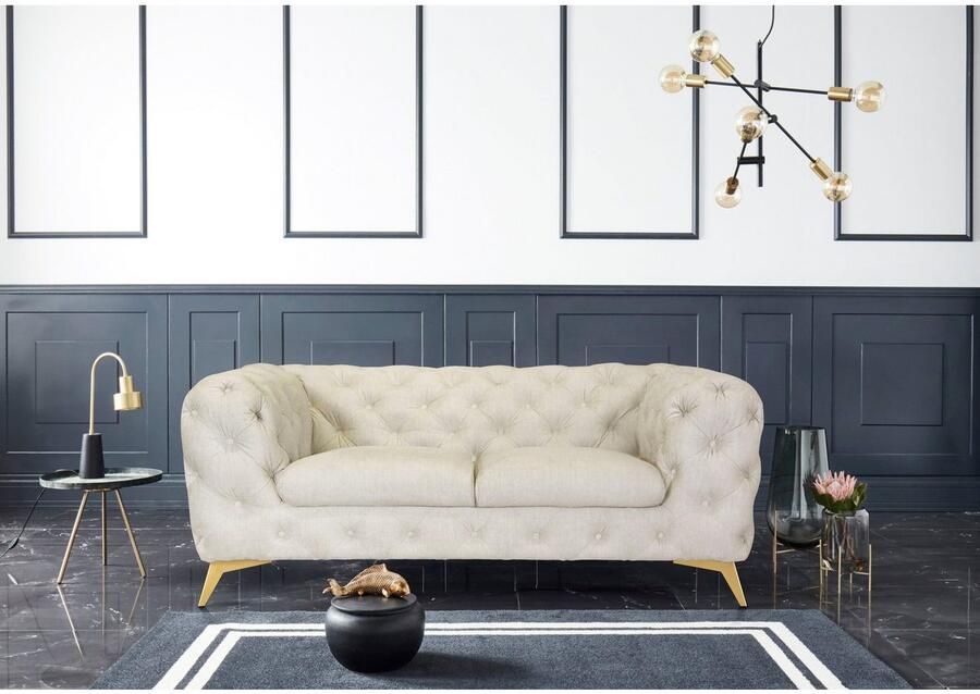 Home affaire Chesterfield-bank Glynis luxueuze capitonnage moderne chesterfield look kleur van de poten ter keuze - Foto 5