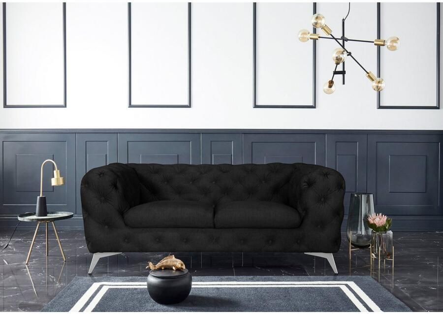 Home affaire Chesterfield-bank Glynis luxueuze capitonnage moderne chesterfield look kleur van de poten ter keuze - Foto 5