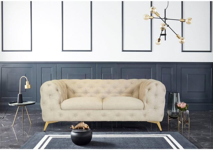 Leonique Chesterfield-bank Glynis luxueuze capitonnage moderne chesterfield look kleur van de poten ter keuze - Foto 6