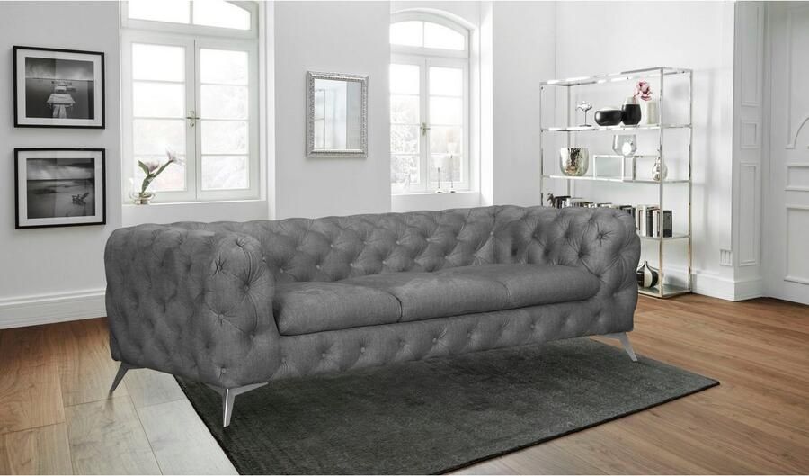 Home affaire Chesterfield-bank Glynis luxueuze capitonnage moderne chesterfield look kleur van de poten ter keuze - Foto 5