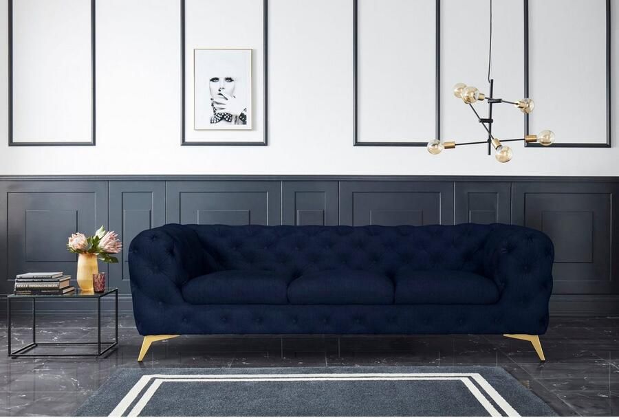 Home affaire Chesterfield-bank Glynis luxueuze capitonnage moderne chesterfield look kleur van de poten ter keuze - Foto 4