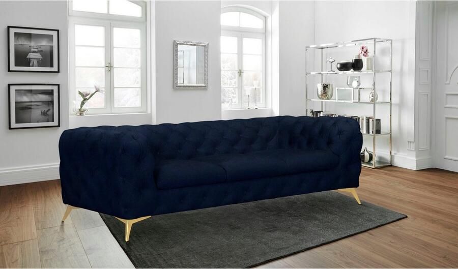 Home affaire Chesterfield-bank Glynis luxueuze capitonnage moderne chesterfield look kleur van de poten ter keuze - Foto 5