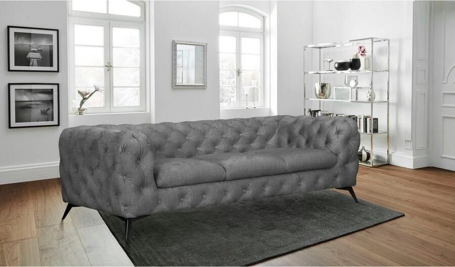 Home affaire Chesterfield-bank Glynis luxueuze capitonnage moderne chesterfield look kleur van de poten ter keuze - Foto 5