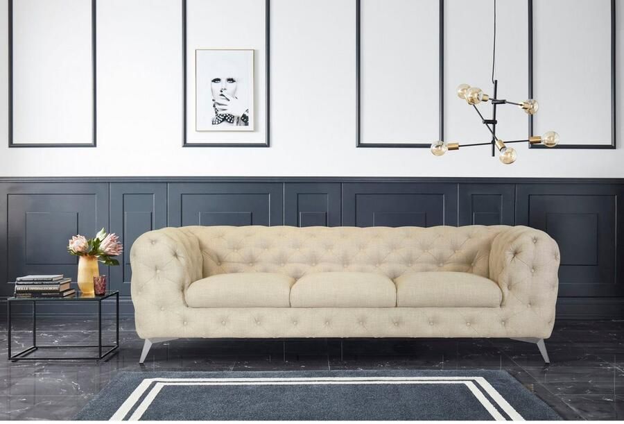 Leonique Chesterfield-bank Glynis luxueuze capitonnage moderne chesterfield look kleur van de poten ter keuze - Foto 3