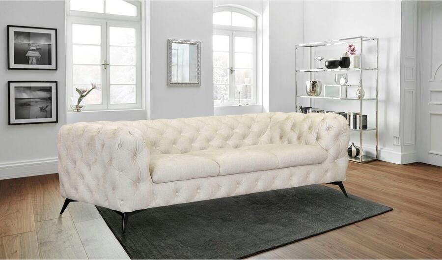 Leonique Chesterfield-bank Glynis luxueuze capitonnage moderne chesterfield look kleur van de poten ter keuze - Foto 7