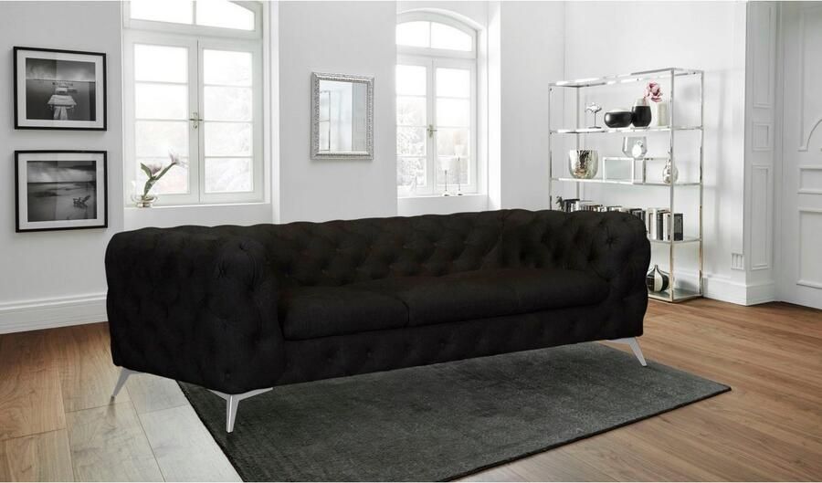 Home affaire Chesterfield-bank Glynis luxueuze capitonnage moderne chesterfield look kleur van de poten ter keuze - Foto 5