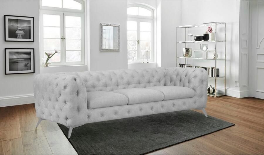Leonique Chesterfield-bank Glynis luxueuze capitonnage moderne chesterfield look kleur van de poten ter keuze - Foto 5