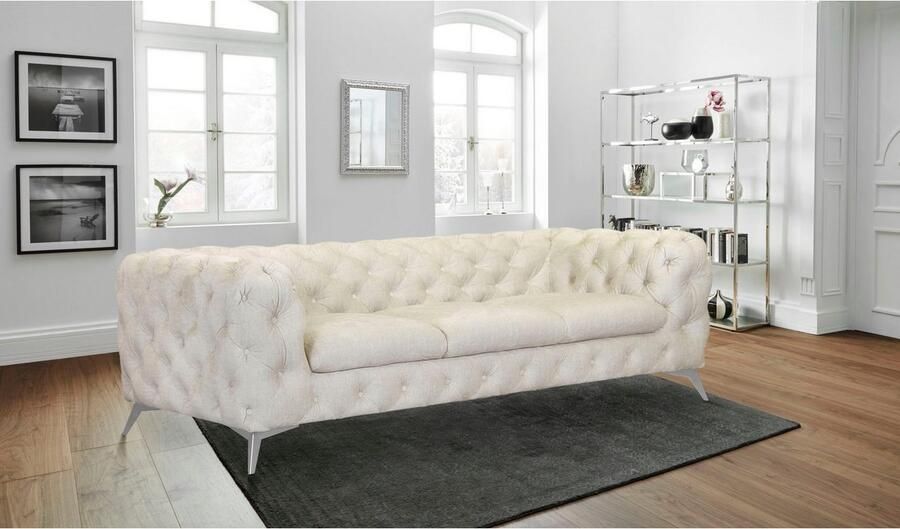 Leonique Chesterfield-bank Glynis luxueuze capitonnage moderne chesterfield look kleur van de poten ter keuze - Foto 6