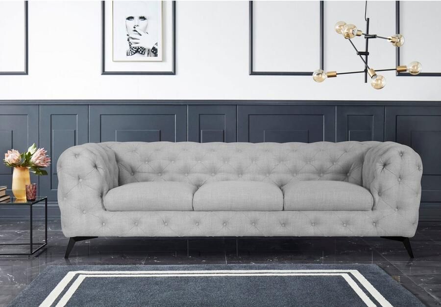 Leonique Chesterfield-bank Glynis luxueuze capitonnage moderne chesterfield look kleur van de poten ter keuze - Foto 4