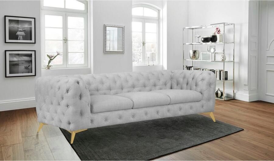 Leonique Chesterfield-bank Glynis luxueuze capitonnage moderne chesterfield look kleur van de poten ter keuze - Foto 5