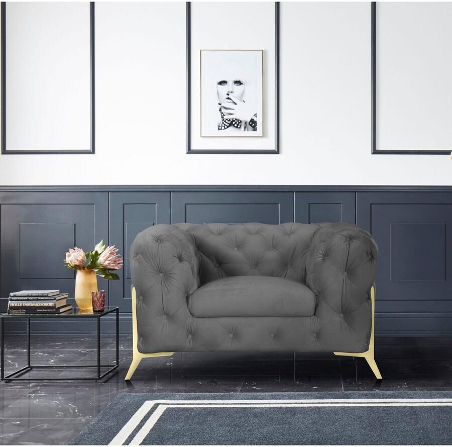 Home affaire Chesterfield-fauteuil Amaury Fauteuil luxueuze capitonnage moderne chesterfield look kleur van de poten ter keuze - Foto 2