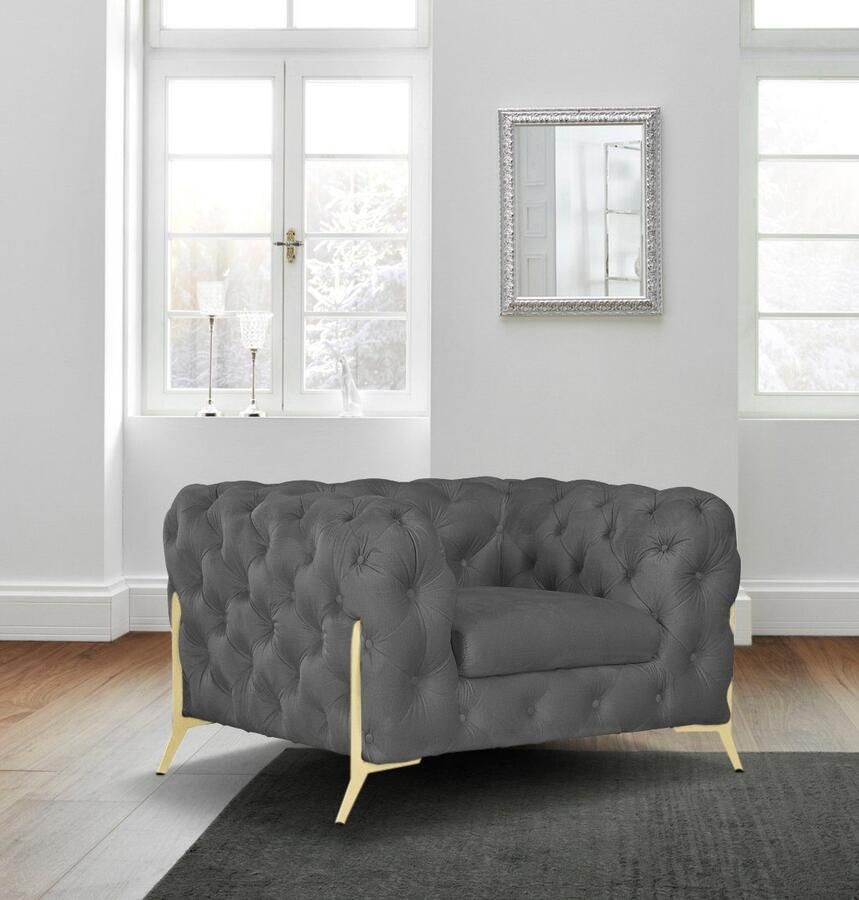 Home affaire Chesterfield-fauteuil Amaury Fauteuil luxueuze capitonnage moderne chesterfield look kleur van de poten ter keuze - Foto 3