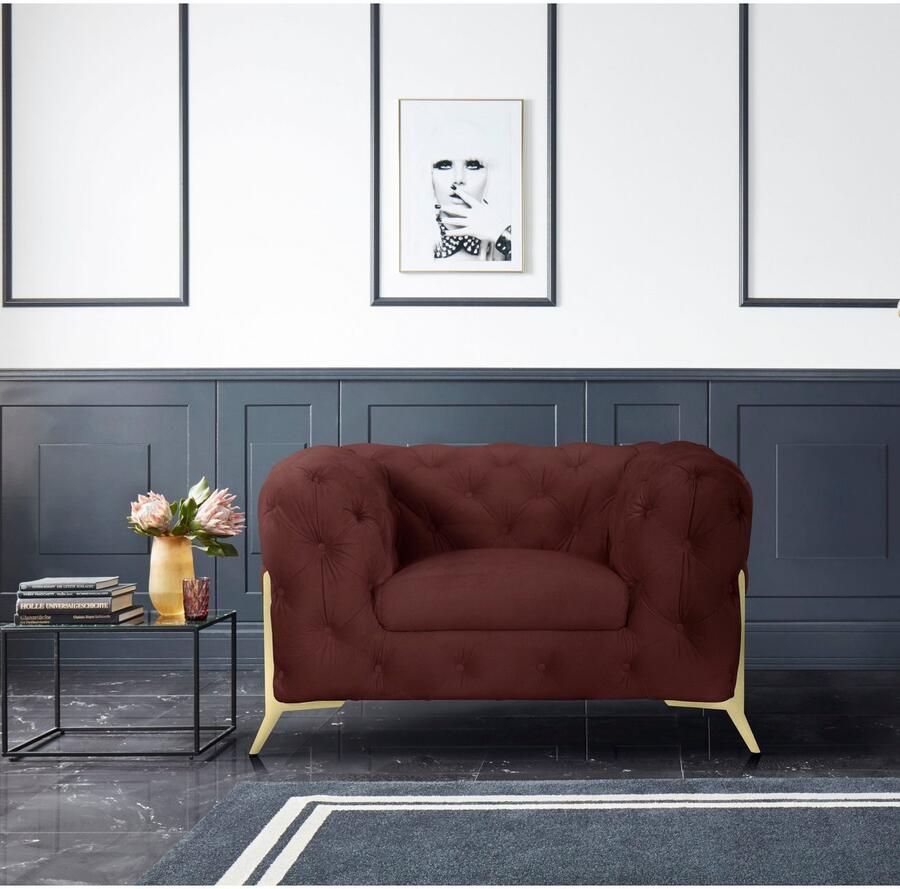 Home affaire Chesterfield-fauteuil Amaury Fauteuil luxueuze capitonnage moderne chesterfield look kleur van de poten ter keuze - Foto 2