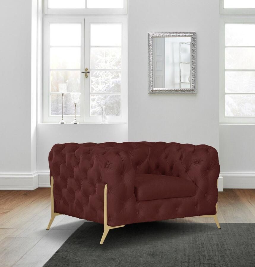 Home affaire Chesterfield-fauteuil Amaury Fauteuil luxueuze capitonnage moderne chesterfield look kleur van de poten ter keuze - Foto 3