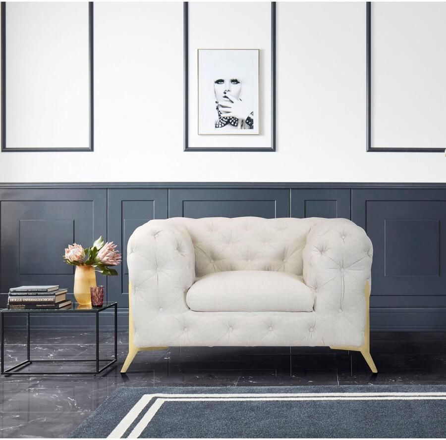 Leonique Chesterfield-fauteuil Amaury Fauteuil luxueuze capitonnage moderne chesterfield look kleur van de poten ter keuze