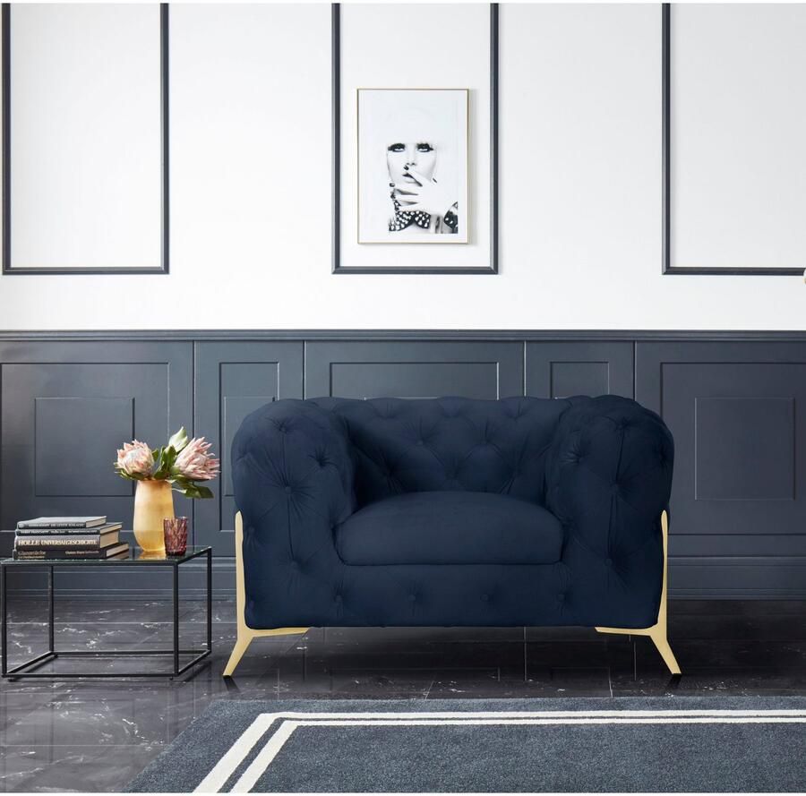 Home affaire Chesterfield-fauteuil Amaury Fauteuil luxueuze capitonnage moderne chesterfield look kleur van de poten ter keuze - Foto 2